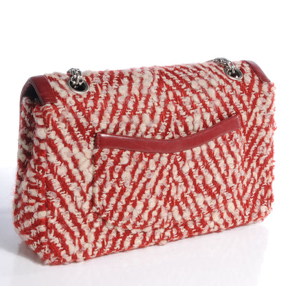 Chanel Chevron Tweed Medium Flap Red White 3 of 8