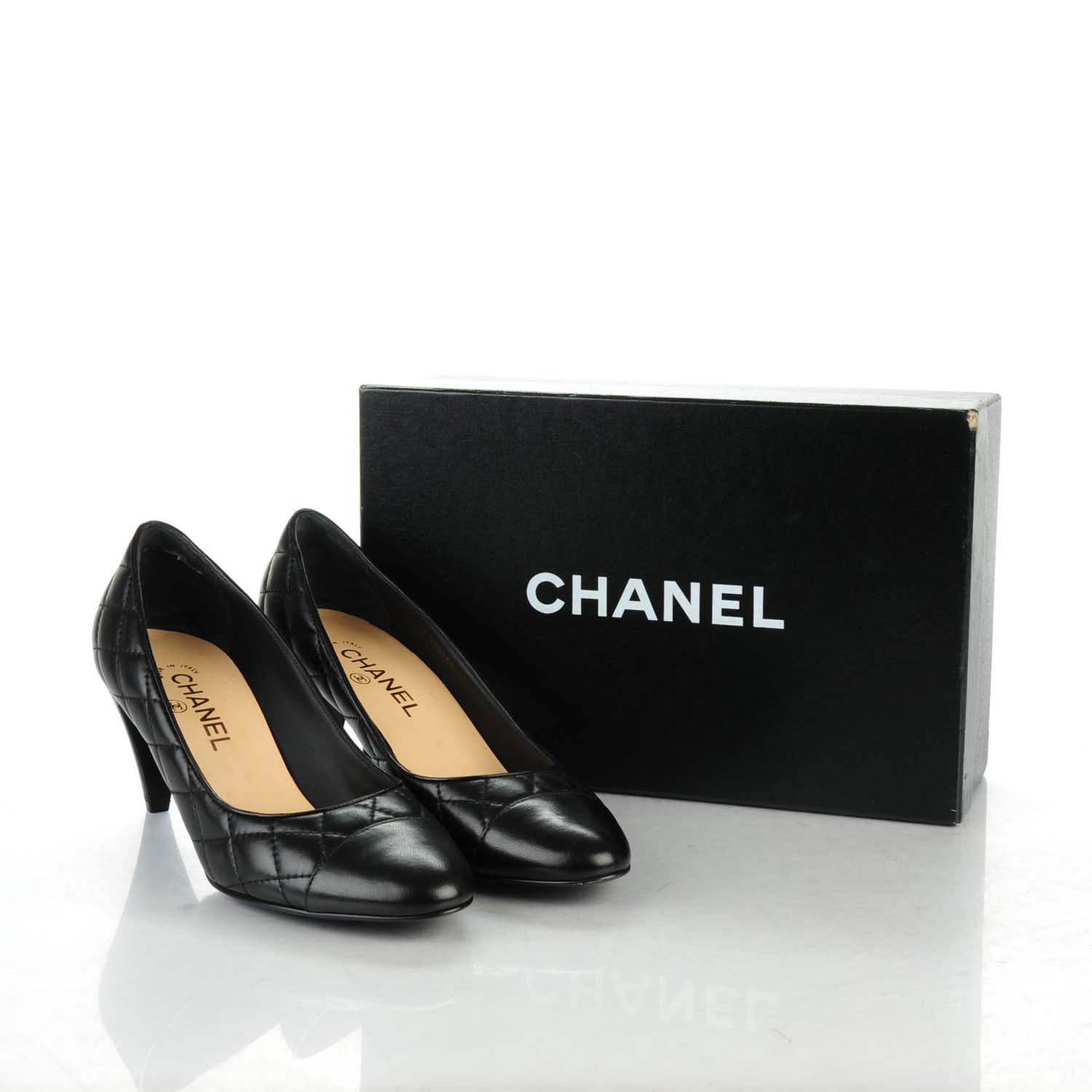 Chanel Lambskin Quilted Pumps 39 Black 6 of 10