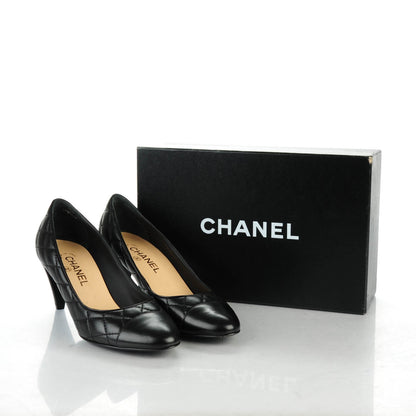 Chanel Lambskin Quilted Pumps 39 Black 6 of 10