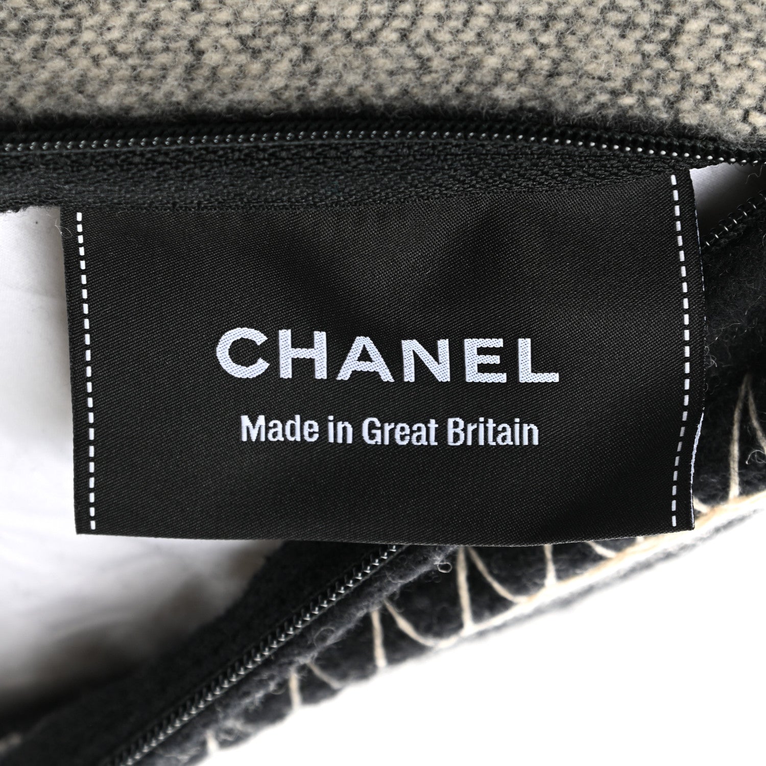 Chanel Merino Wool Cashmere CC Pillow Black Beige 3 of 5