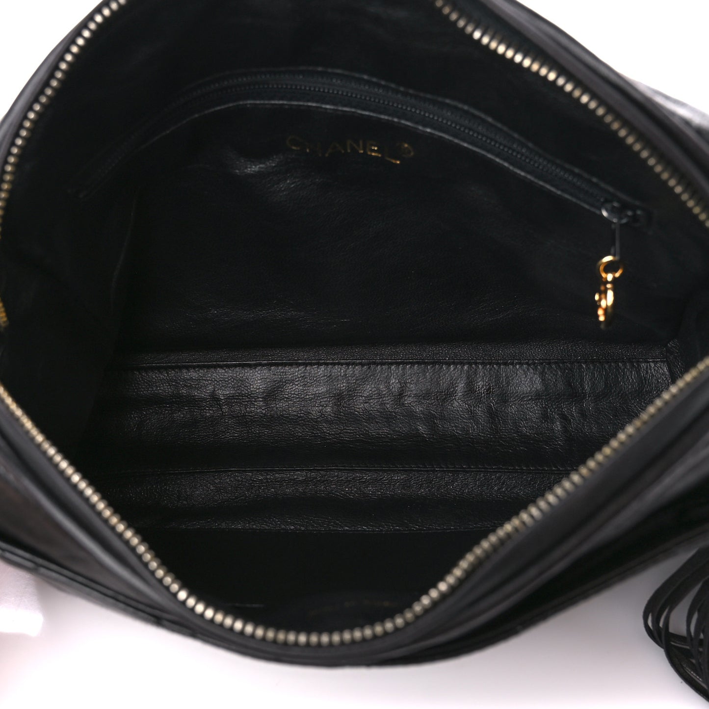 Lambskin Quilted CC Tassel Camera Case Black