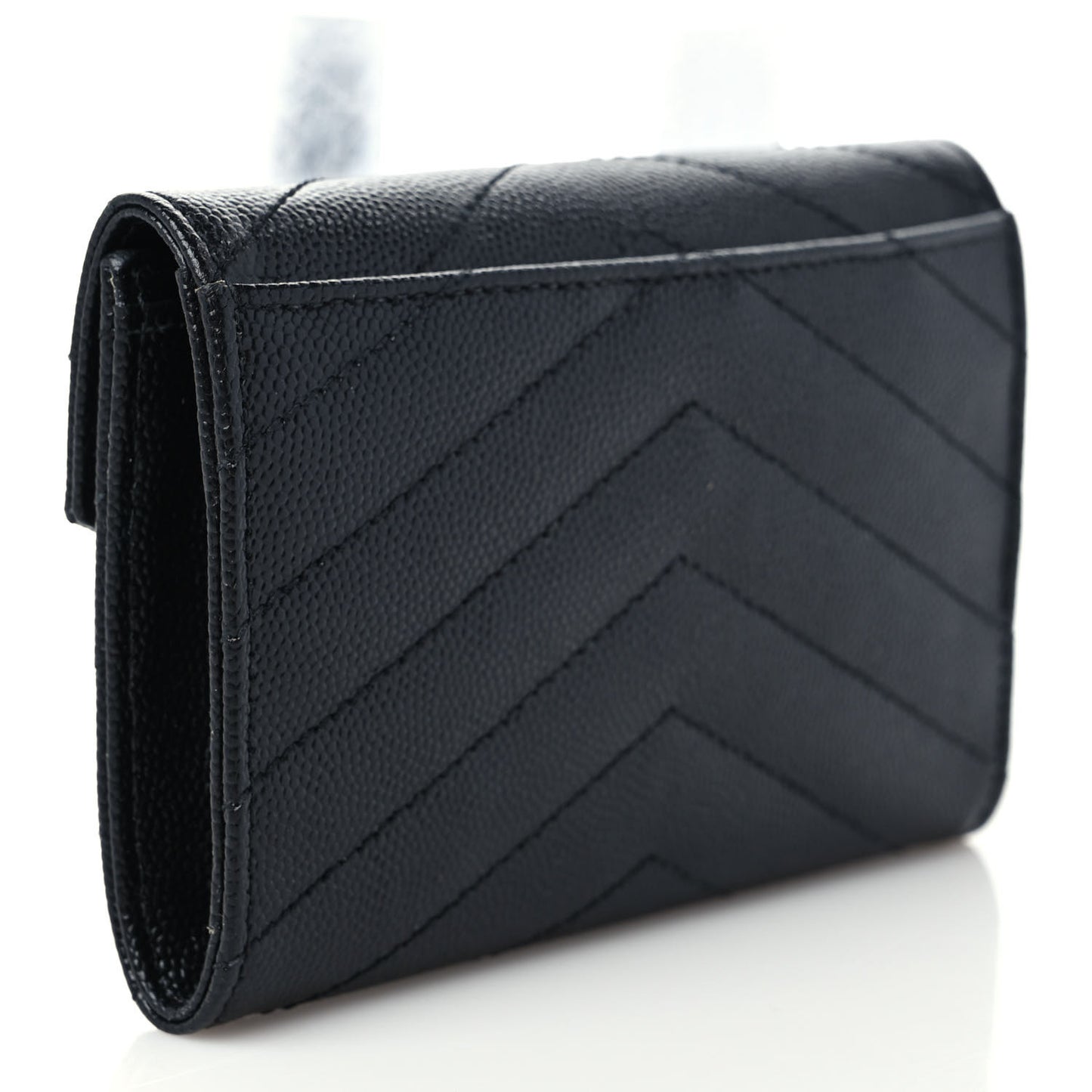 Grain De Poudre Matelasse Chevron Small Monogram Envelope Wallet Black