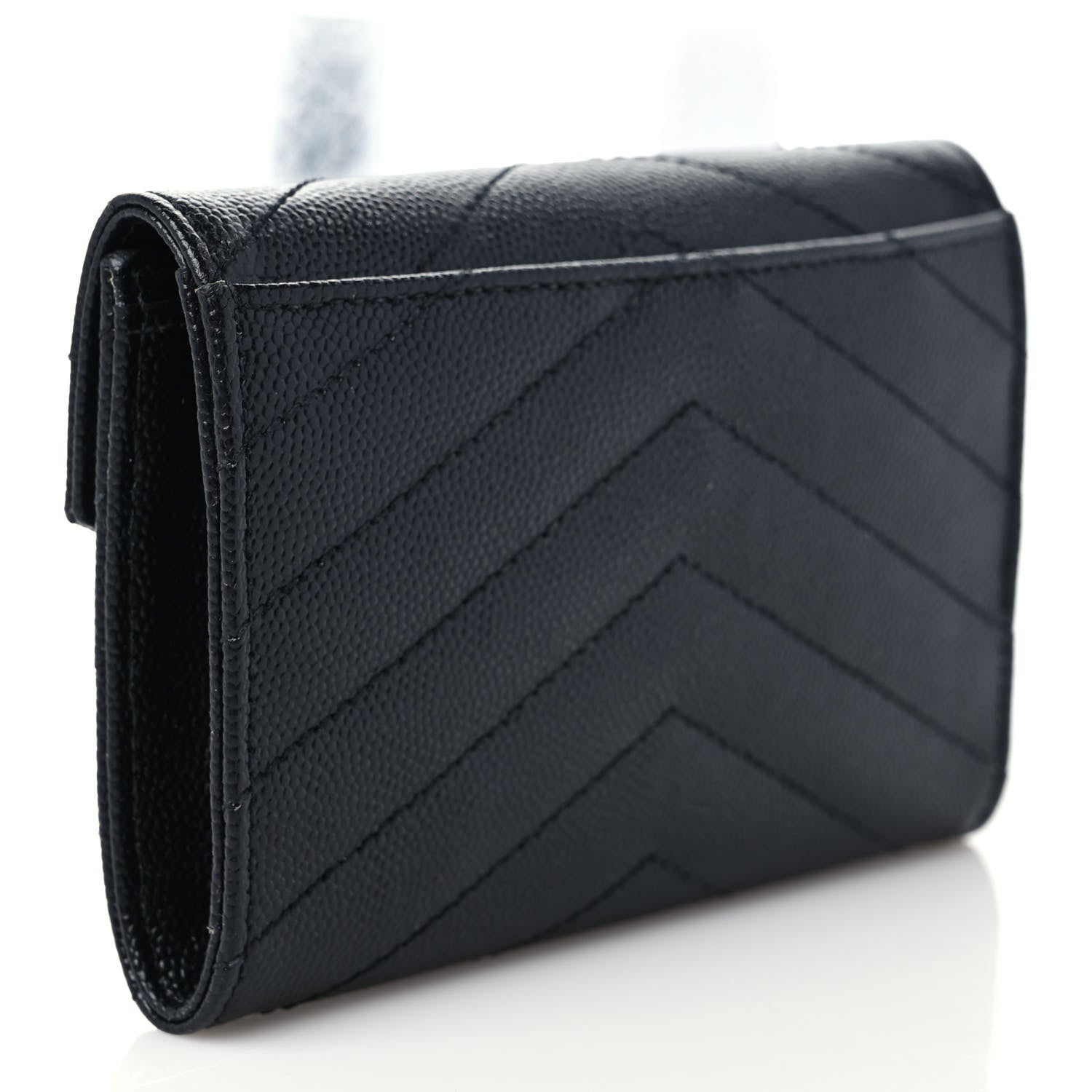 Saint Laurent Grain De Poudre Matelasse Chevron Small Monogram Envelope Wallet Black 3 of 6
