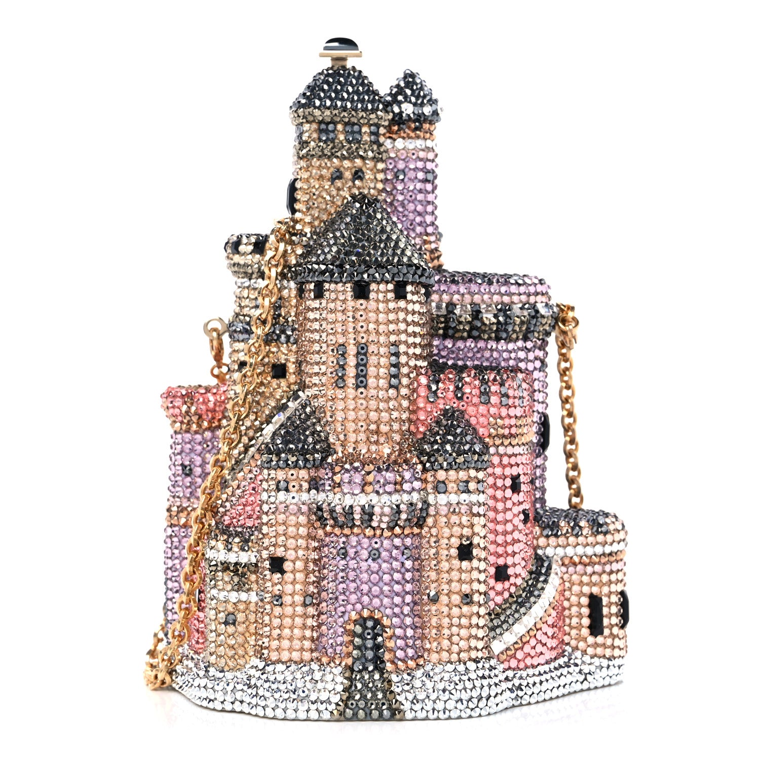 Judith Leiber Swarovski Crystal Castle Minaudiere Clutch Multicolor 1 of 9