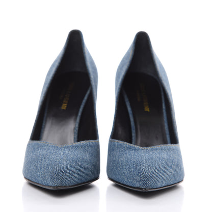 Saint Laurent Denim Classic Paris Escarpin V 105 Skinny Pumps 40 Light Blue 2 of 8