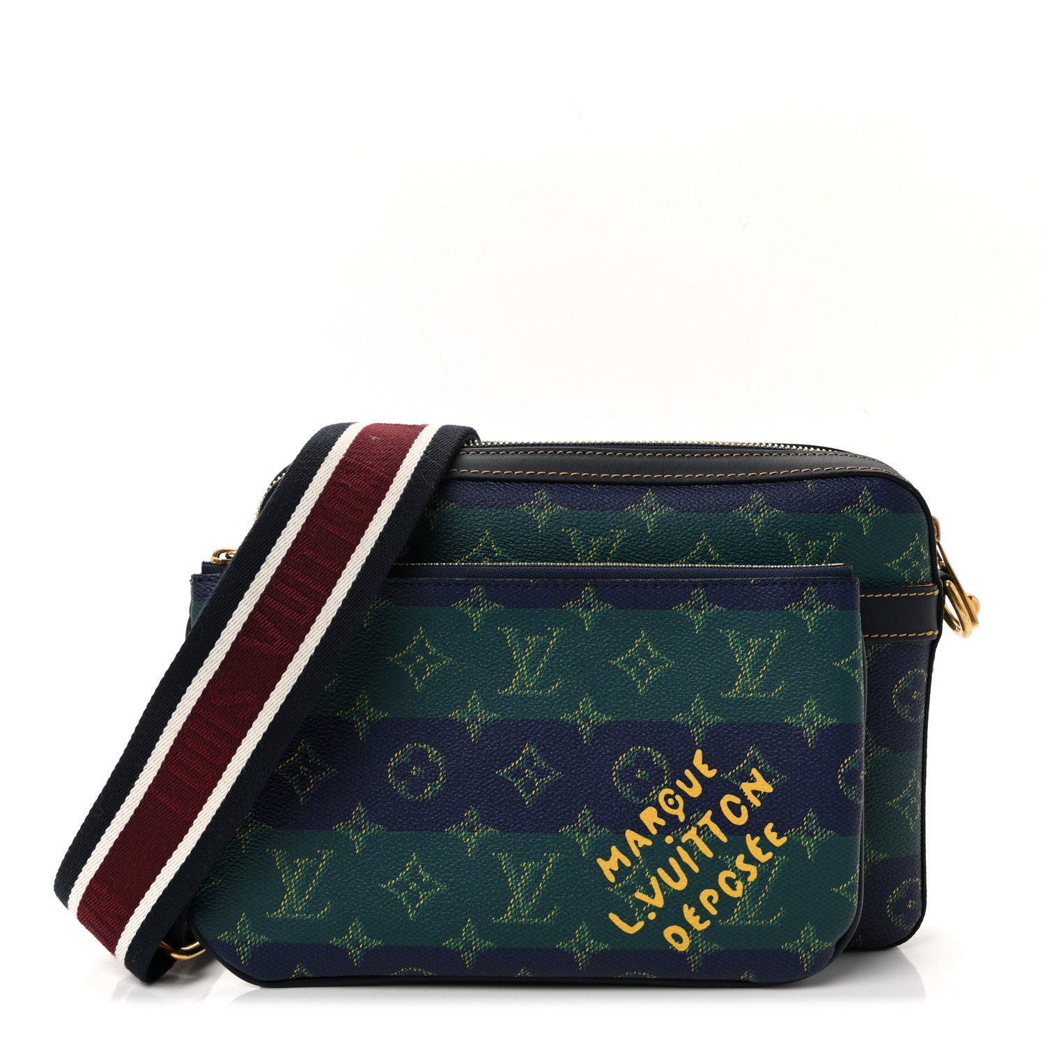 Louis Vuitton Monogram Heritage Stripes Trio Messenger Blue 3 of 10