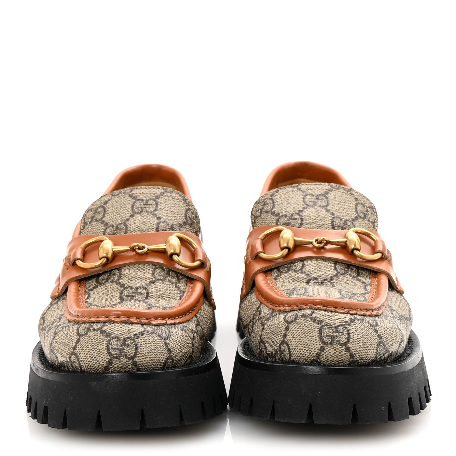 Gucci GG Supreme Monogram Cordovan Lux Womens Harald Horsebit 25mm Platform Loafers 36.5 Beige Ebony 3 of 11