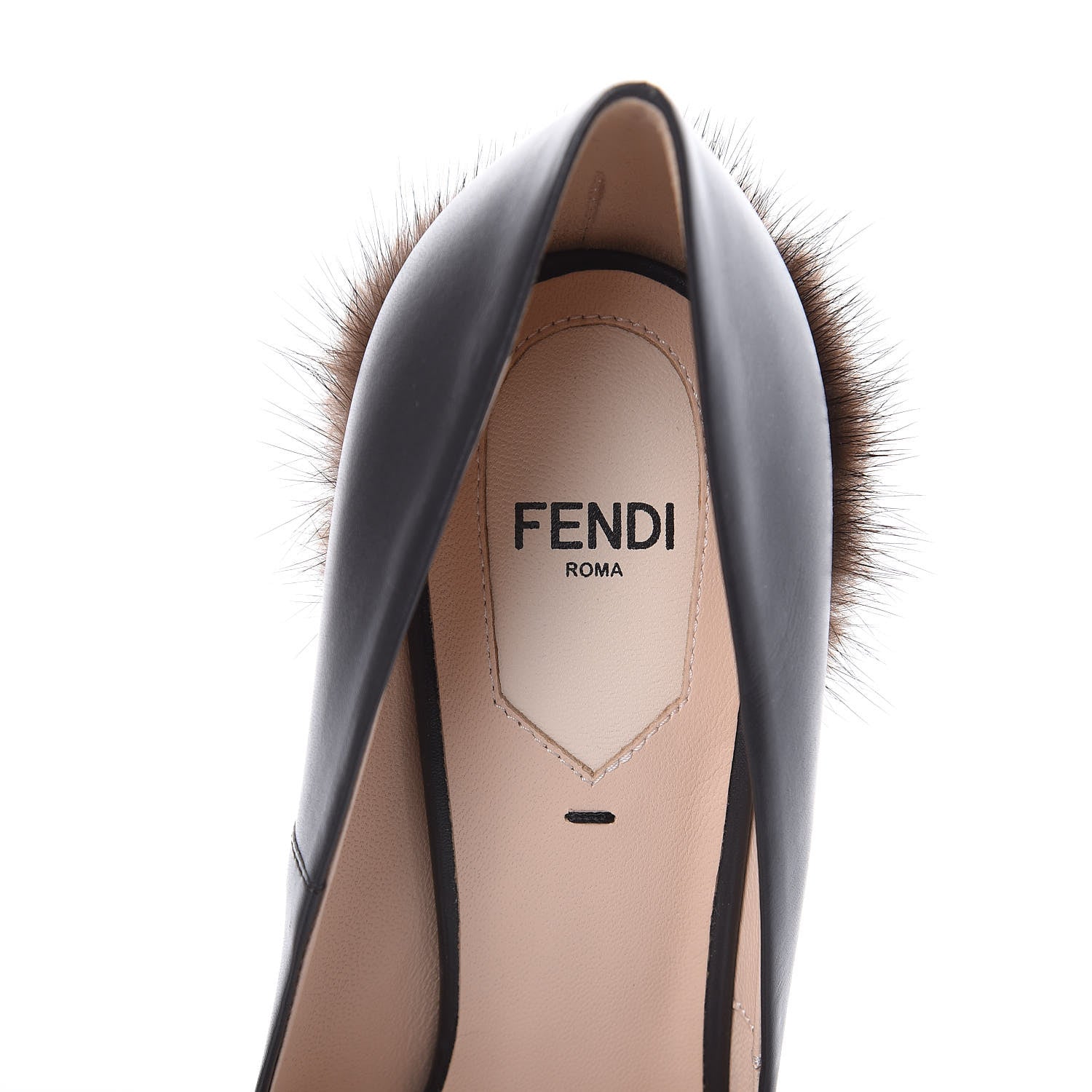 Fendi Calfskin Mink Fur Decollete Pumps 37 Ebano 6 of 11
