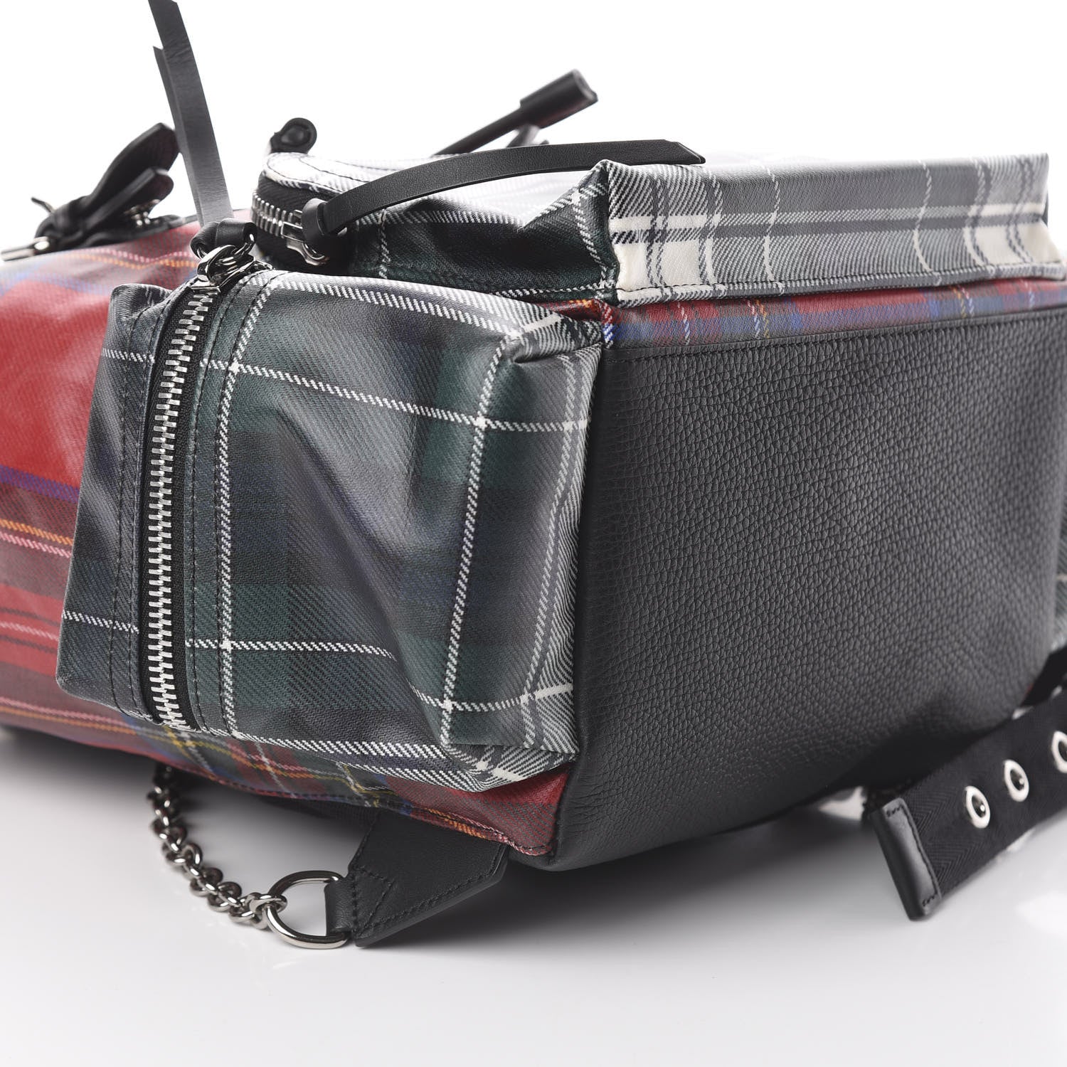 Burberry Laminated Tartan Patchwork Medium Rucksack Backpack Military Red 5 of 9