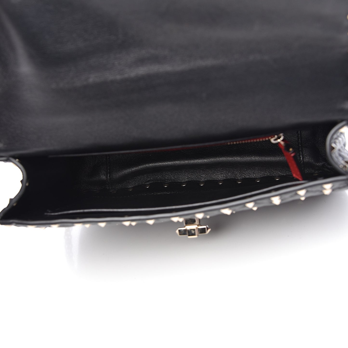 Lambskin Medium Rockstud Spike Shoulder Bag Black
