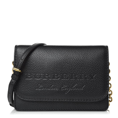 Burberry Calfskin Logo Embossed Chain Wallet Black 1 of 7