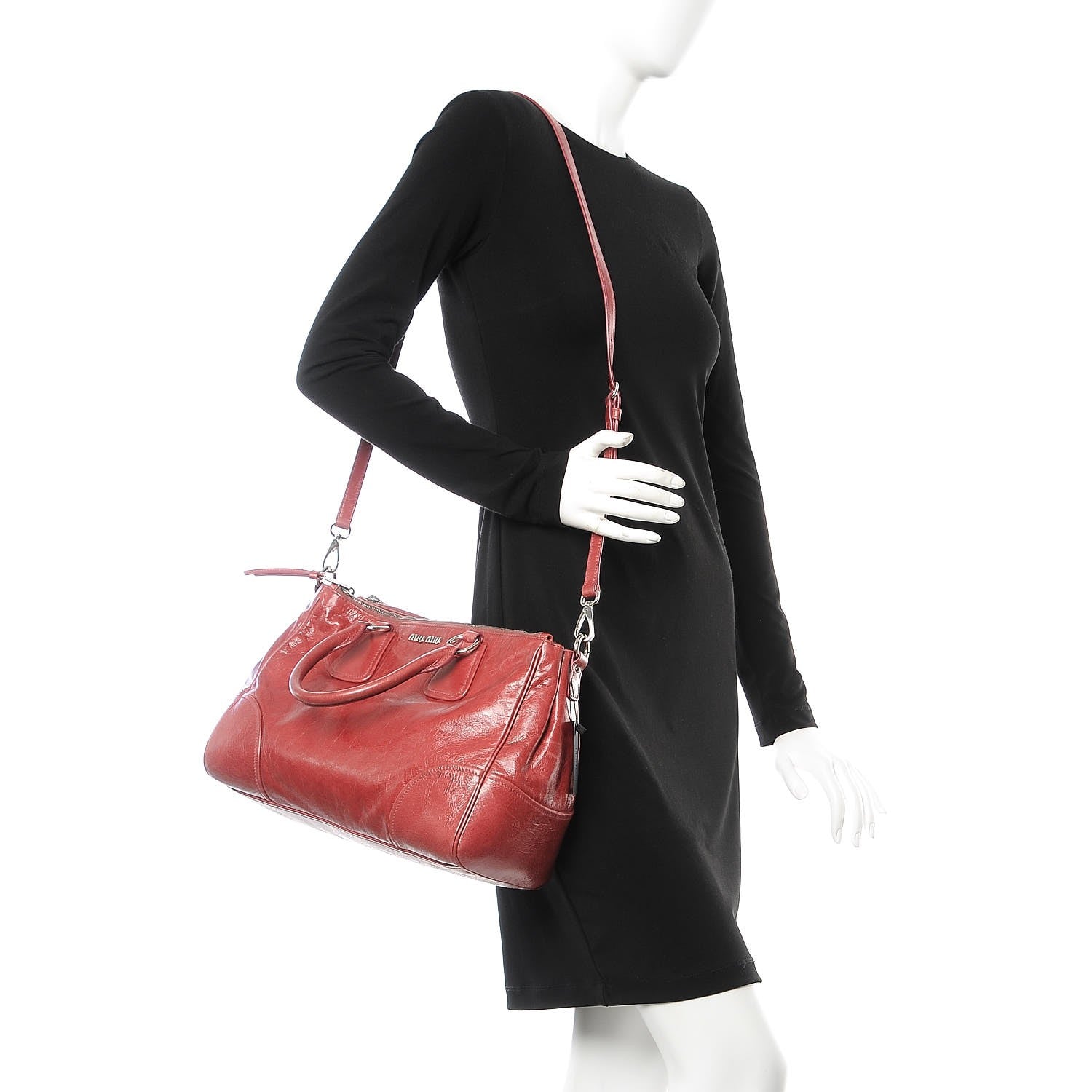 Miu Miu Vitello Shine Top Handle Satchel Bruyere 2 of 9