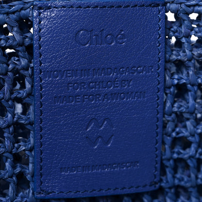 Chloe Raffia Summer Banana East West Tote Ashes Blue 6 of 9