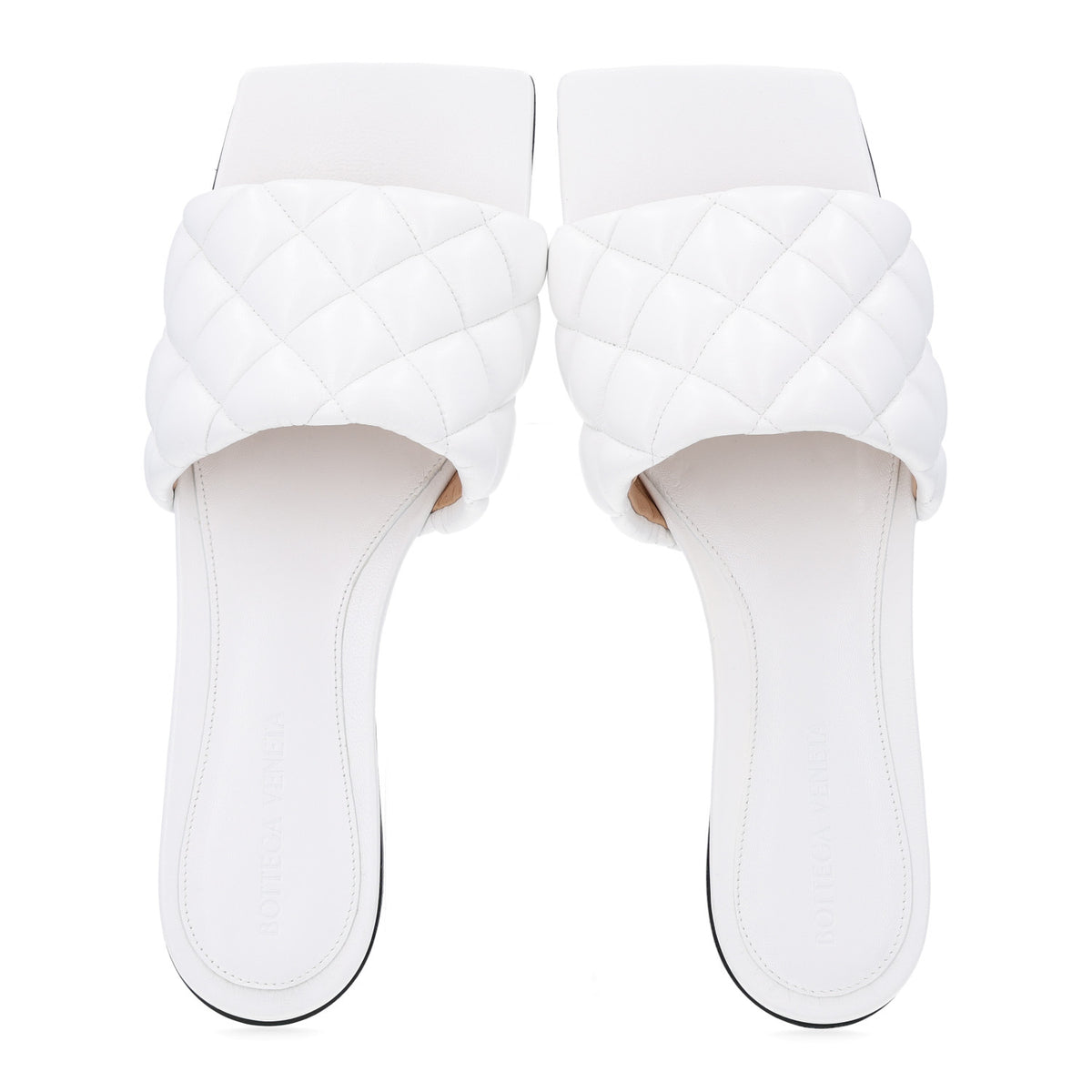 Bottega Veneta Nappa Matelasse Padded Flat Sandals 37.5 Optic White 2 of 10