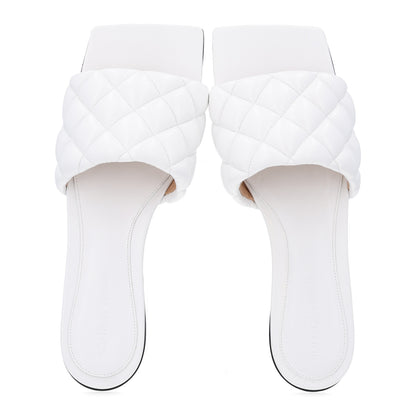 Bottega Veneta Nappa Matelasse Padded Flat Sandals 37.5 Optic White 2 of 10