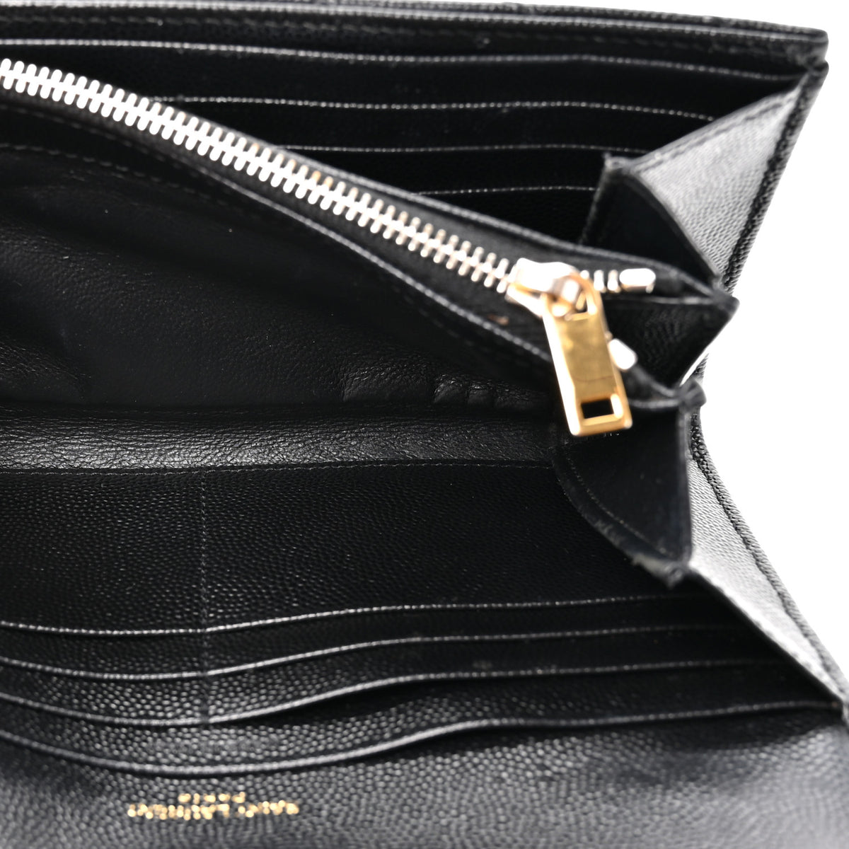 Saint Laurent Grain De Poudre Matelasse Chevron Monogram Flap Wallet Black 6 of 10
