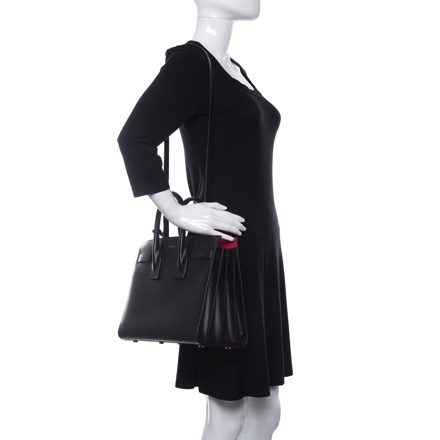 Calfskin Small Sac De Jour Black Fuchsia