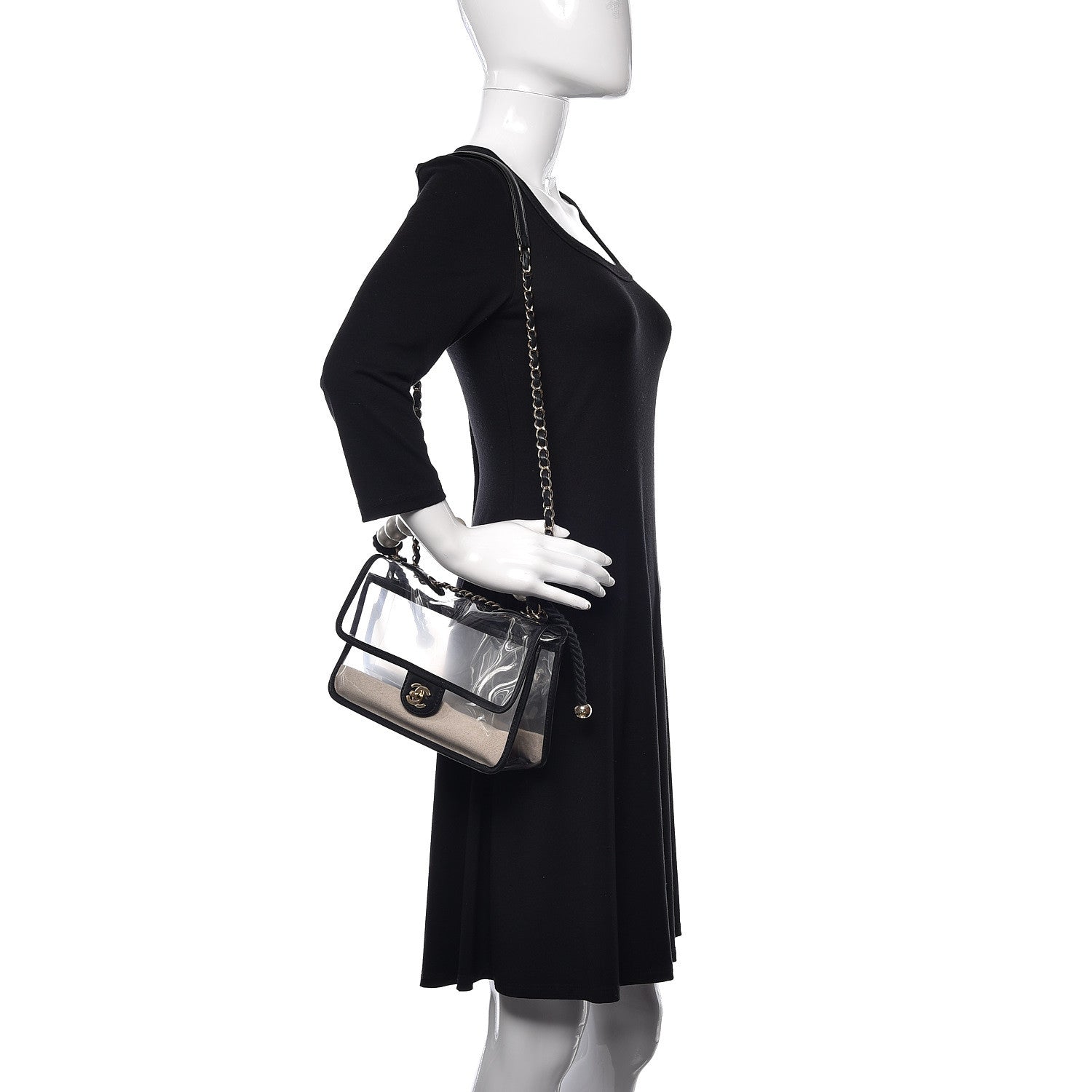 Chanel Lambskin PVC Sand By The Sea Flap With Pearl Strap Black 2 of 10