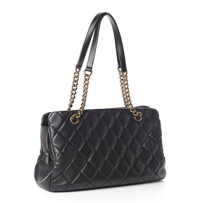 Chanel Calfskin Quilted Small CC Crown Tote Black 3 of 10