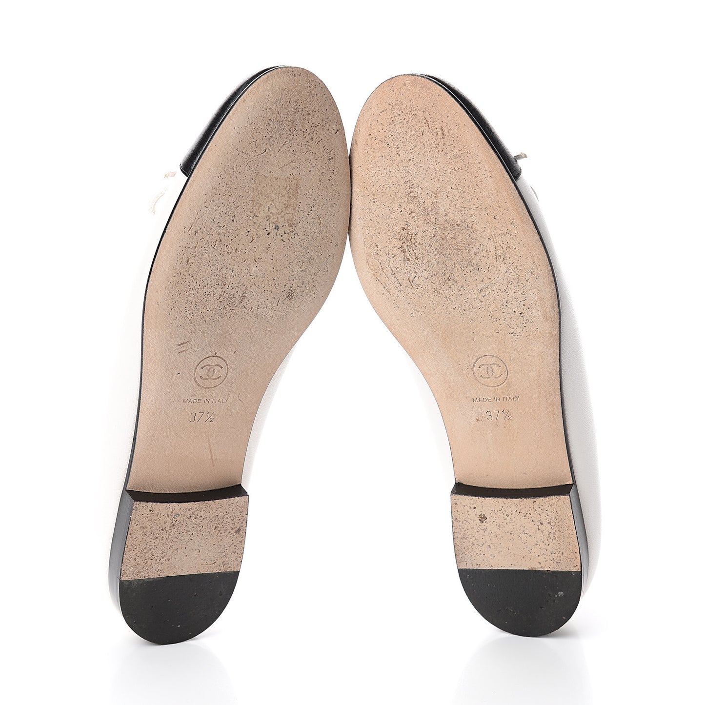 Lambskin Cap Toe Ballerina Flats 37.5 White Black