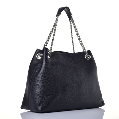 Gucci Pebbled Calfskin Studded Medium Soho Chain Shoulder Bag Black 5 of 17