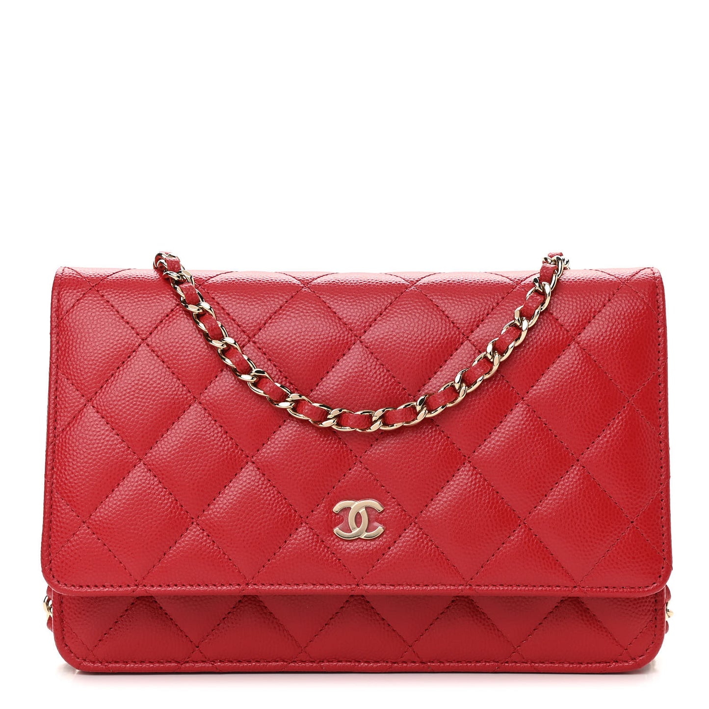 Caviar Quilted Wallet On Chain WOC Red