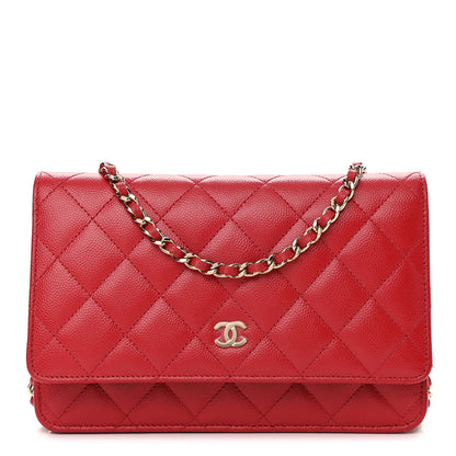 Chanel Caviar Quilted Wallet On Chain WOC Red 1 of 13