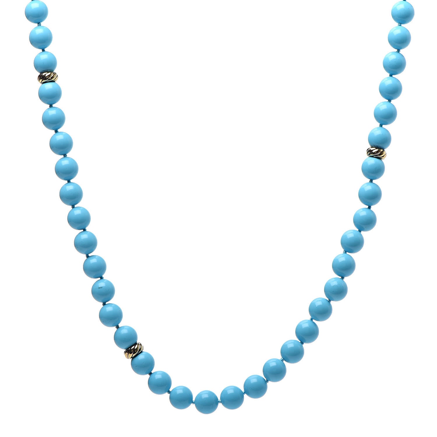 David Yurman 18K Yellow Gold Turquoise Spiritual Beads Necklace 1 of 5