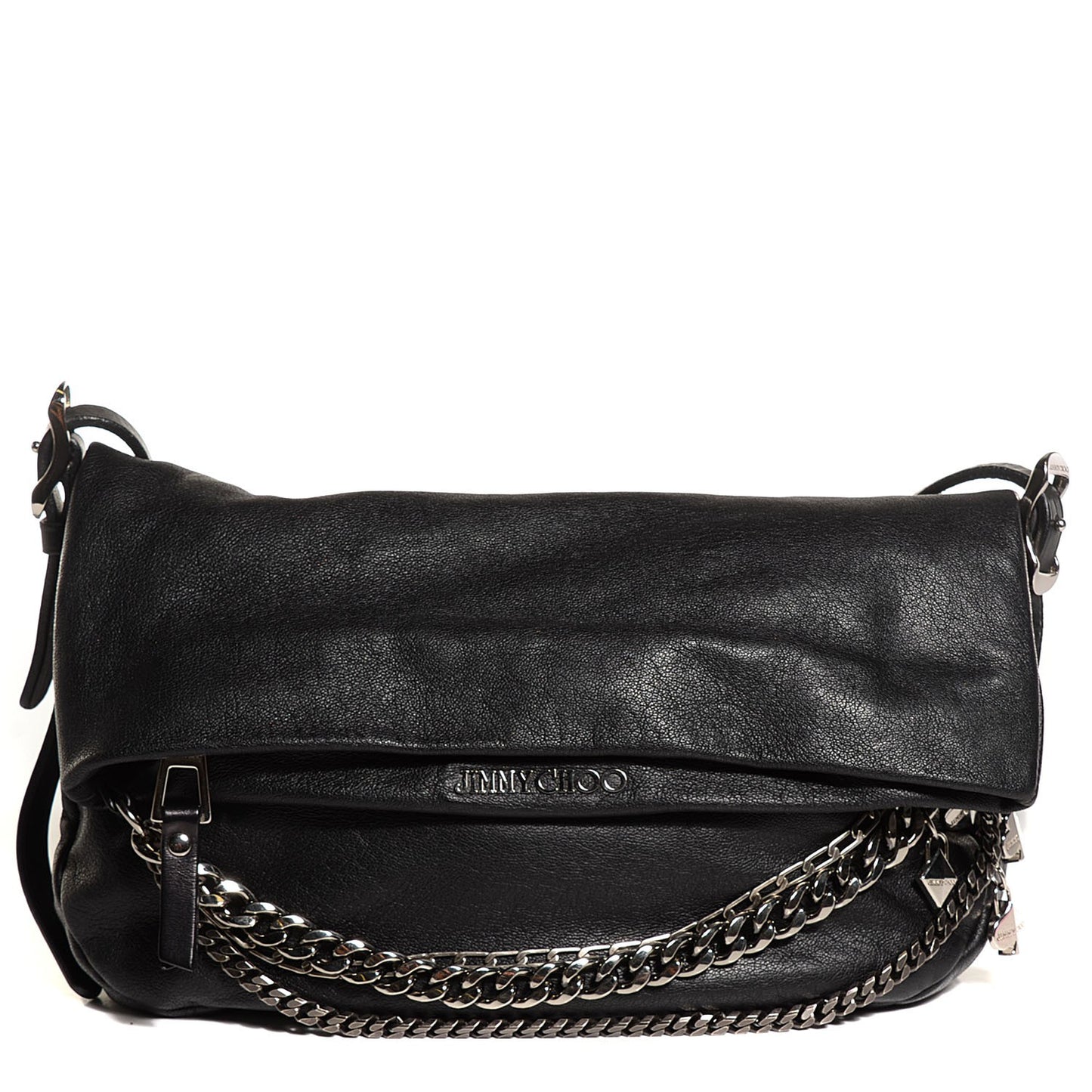 Soft Vachetta Small Biker Saddle Chain Satchel Black