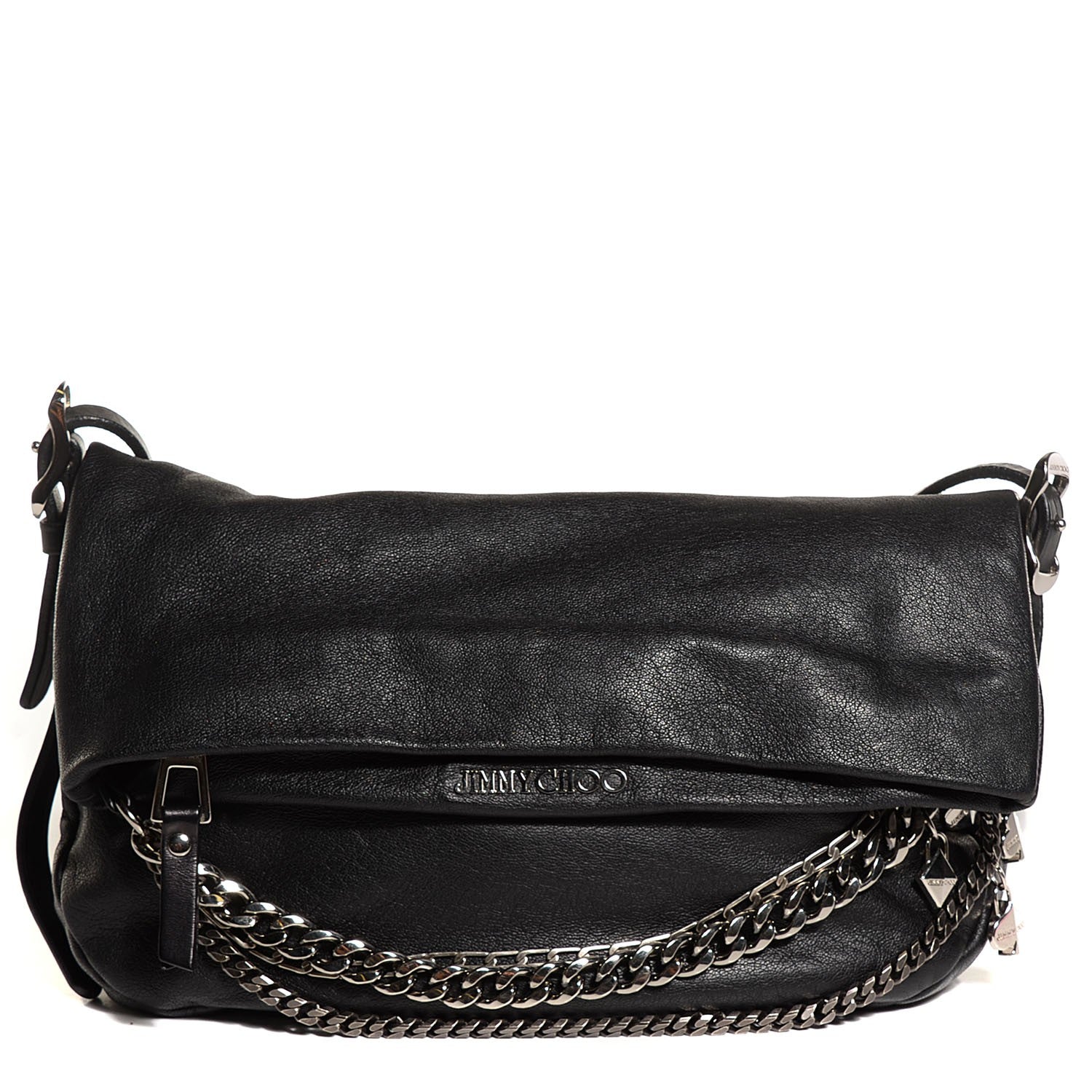 Jimmy Choo Soft Vachetta Small Biker Saddle Chain Satchel Black 1 of 9