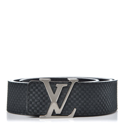 Louis Vuitton Suede Calfskin Mini Damier 40mm LV Initiales Belt 100 40 Black 1 of 6