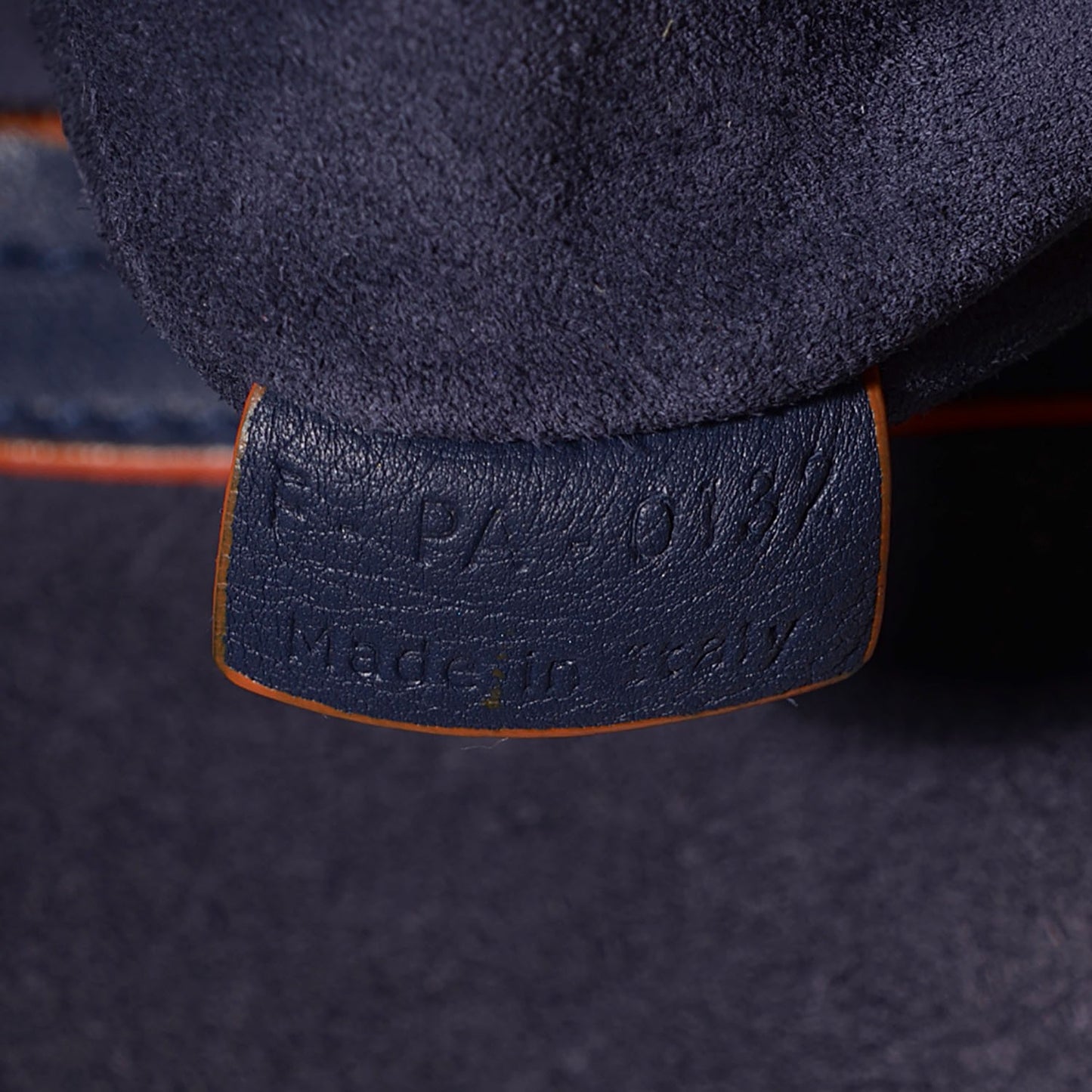 Supple Calfskin Large Phantom Luggage Navy Blue Orange Trim