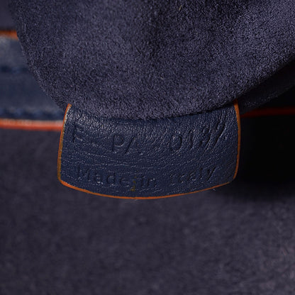 Celine Supple Calfskin Large Phantom Luggage Navy Blue Orange Trim 7 of 9