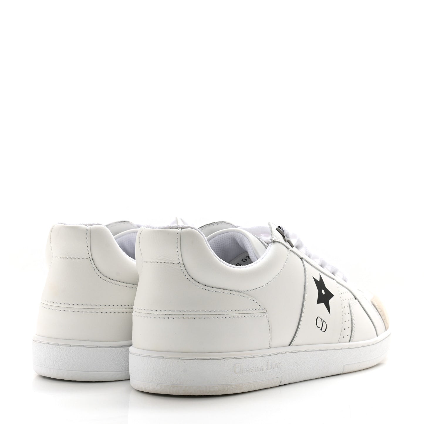Calfskin Suede Dior Star Low Top Sneakers 36 White Black