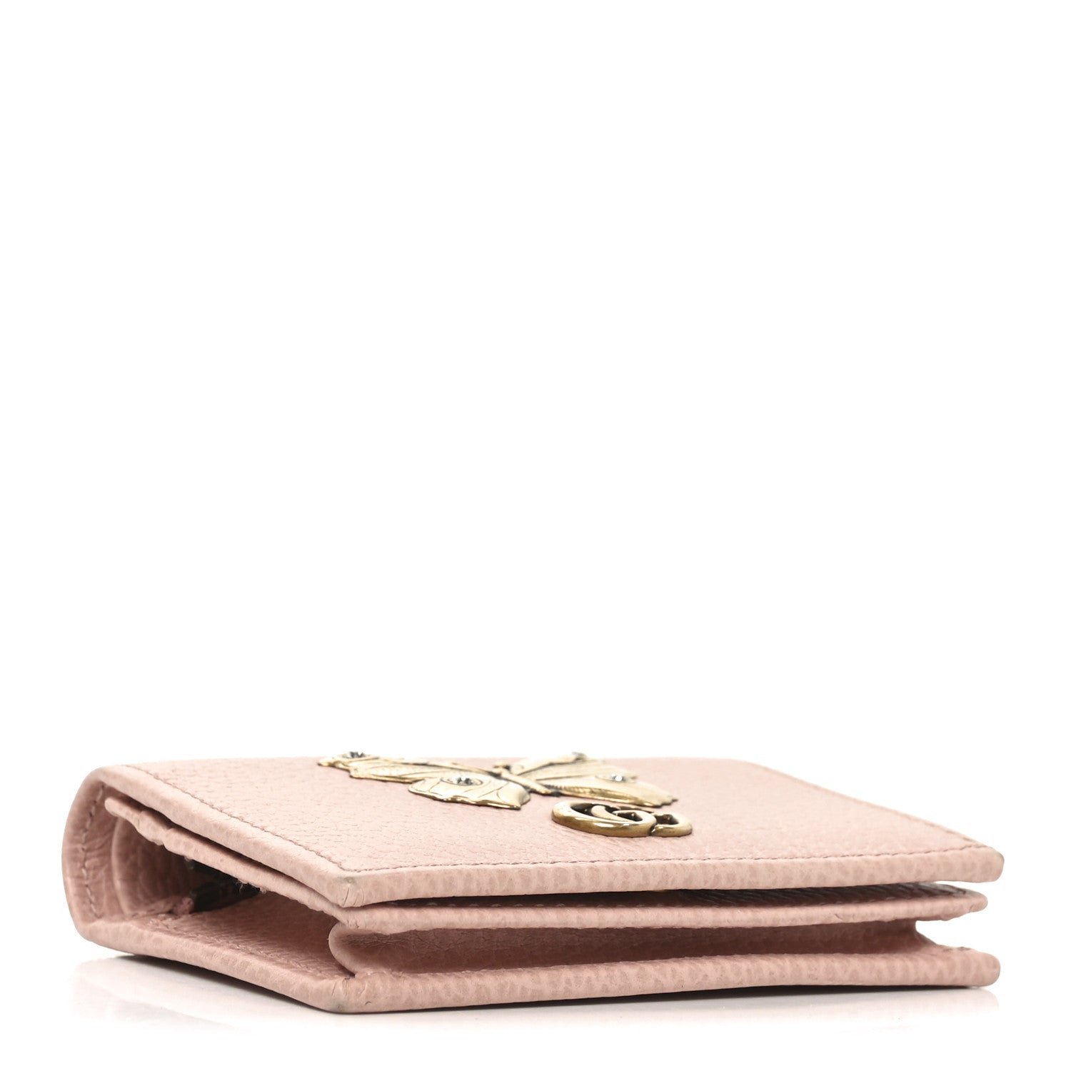 Gucci Pebbled Calfskin Butterfly Card Case Perfect Pink 1853541
