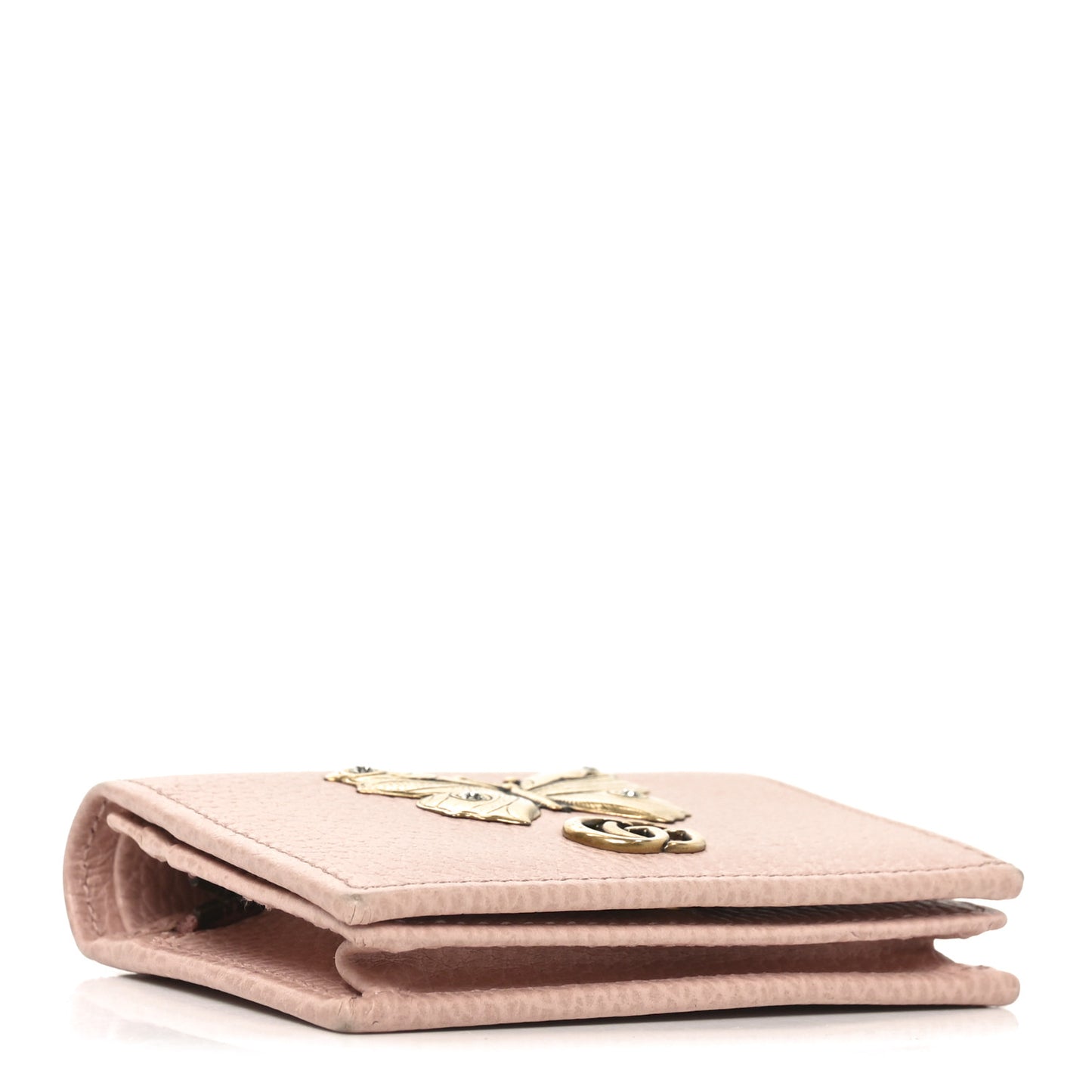 Pebbled Calfskin Butterfly Card Case Perfect Pink