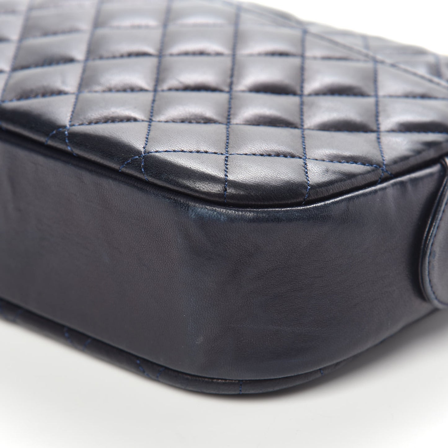 Lambskin Quilted Camera Case Navy Blue