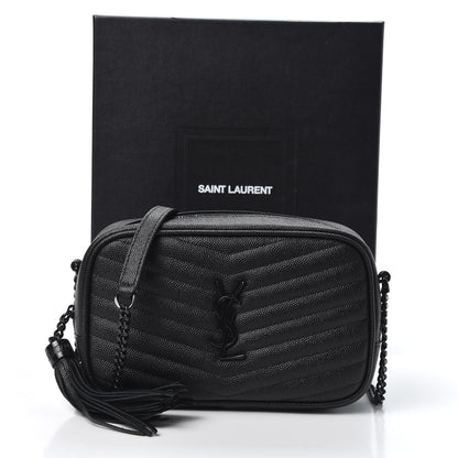 Saint Laurent Grain De Poudre Matelasse Monogram Mini Lou Camera Bag Black 10 of 10