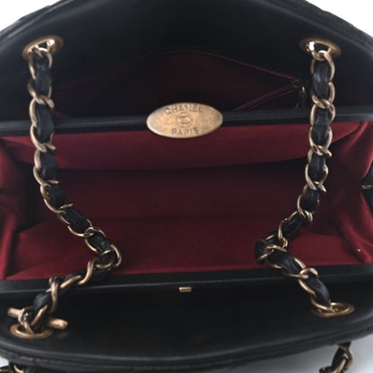 Chanel Aged Calfskin Quilted Small Just Mademoiselle Bowling Bag Black 5 of 9