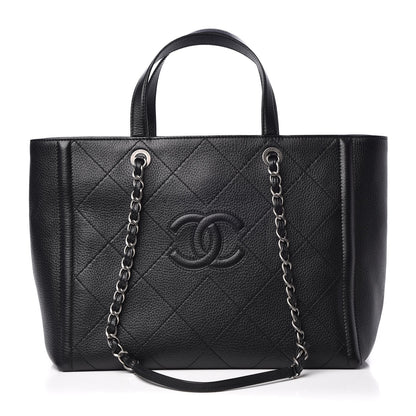 Chanel Deerskin Stitched Medium CC Shopping Tote Black 1 of 7