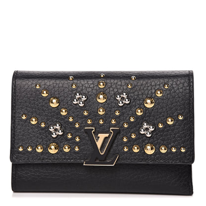 Louis Vuitton Taurillon Studded Sol Capucines Compact Wallet Black 1 of 12