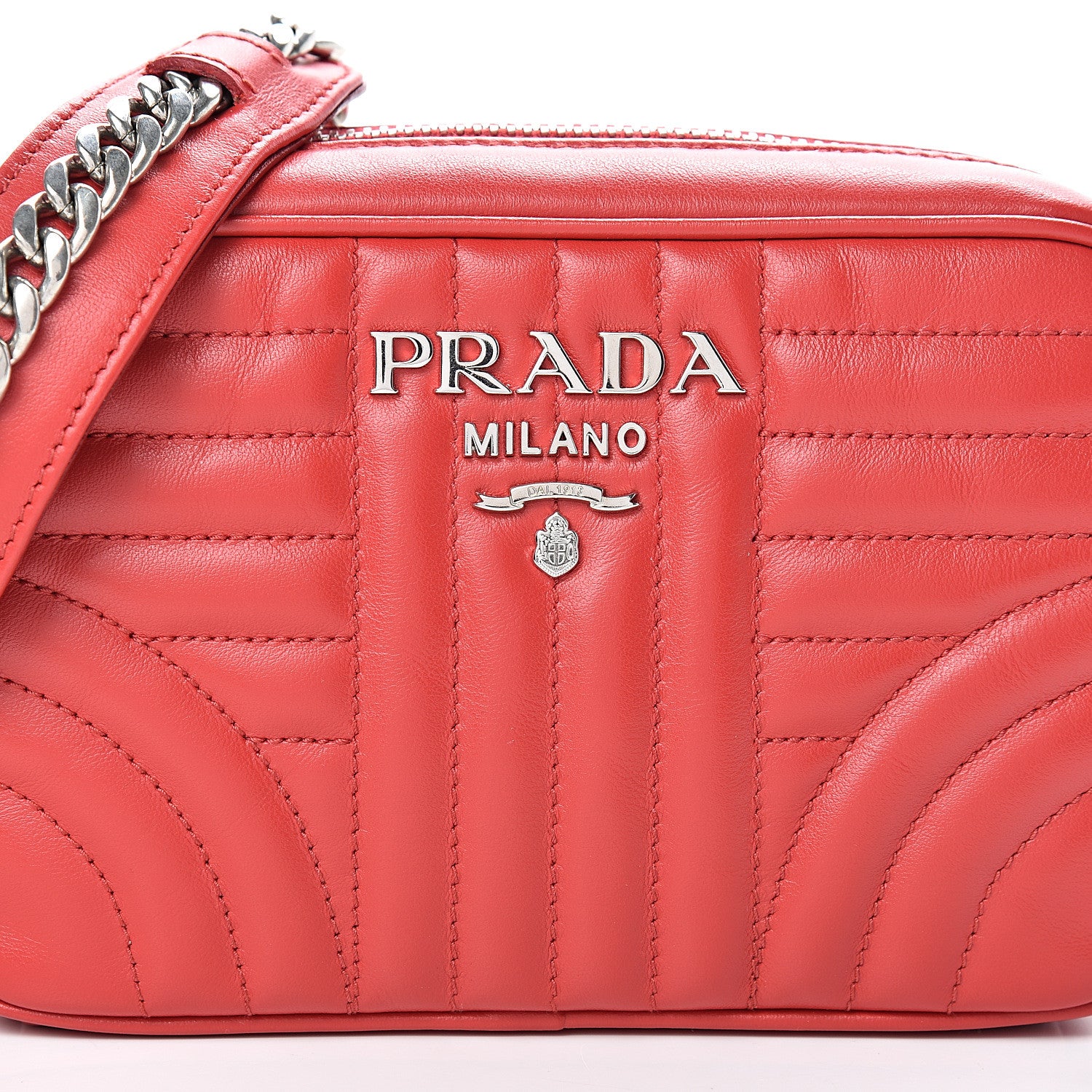 Prada Soft Calfskin Diagramme Crossbody Bag Rosso 7 of 9