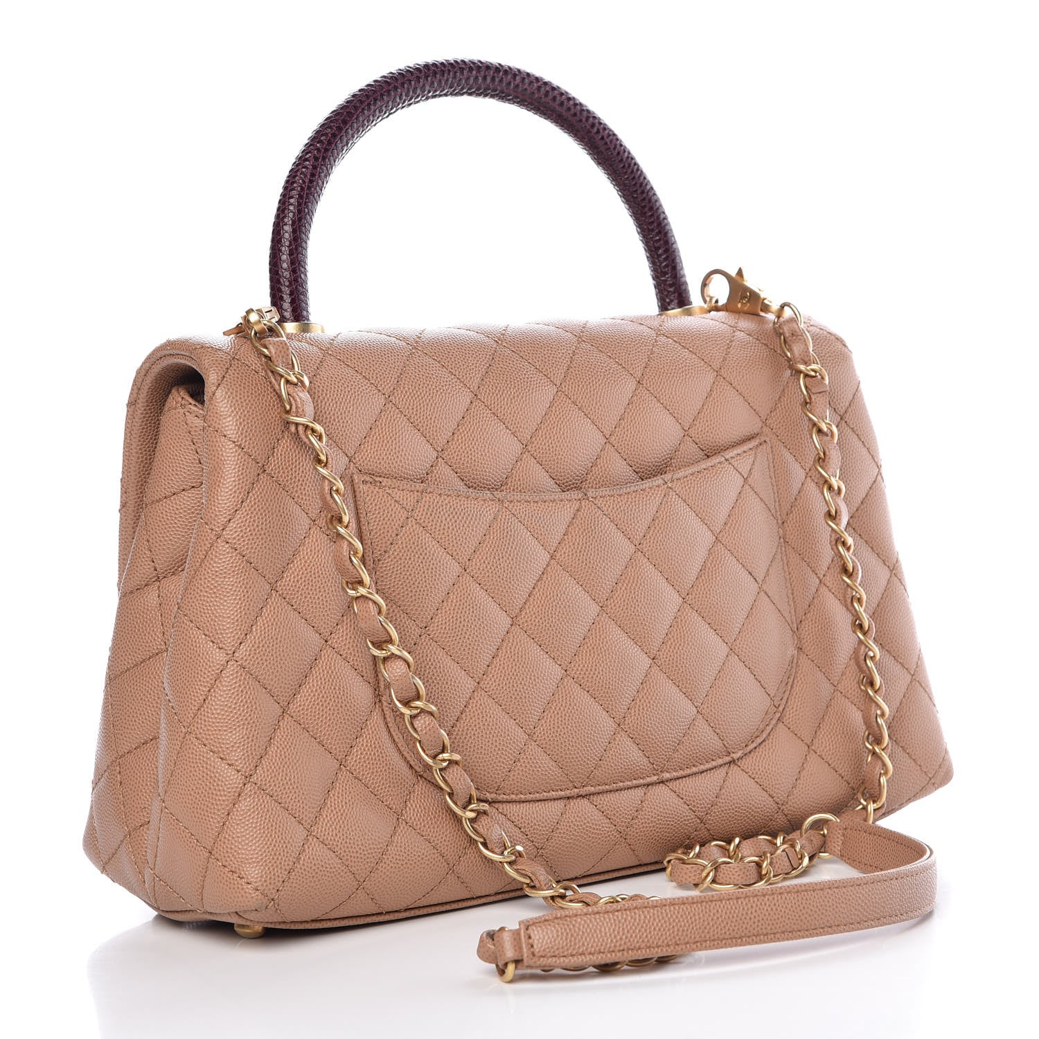 Chanel Caviar Lizard Quilted Small Coco Handle Flap Beige 3 of 12