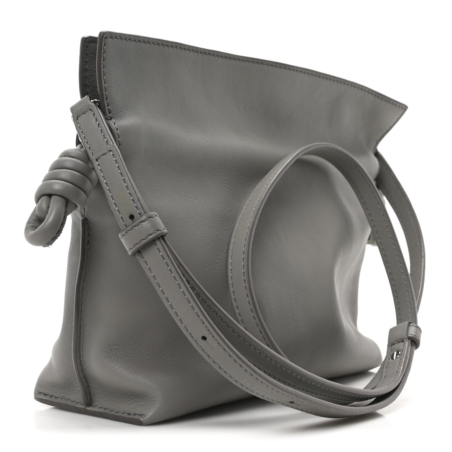 Loewe Calfskin Mini Flamenco Knot Clutch Pearl Grey 4 of 17