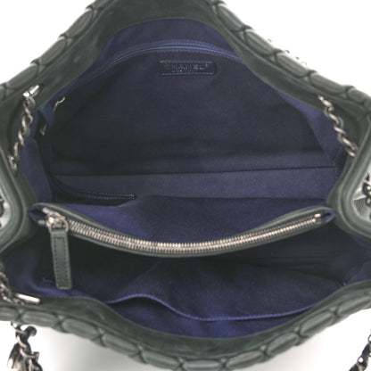 Chanel Iridescent Calfskin Quilted New Bubble North South Tote Dark Green 5 of 9