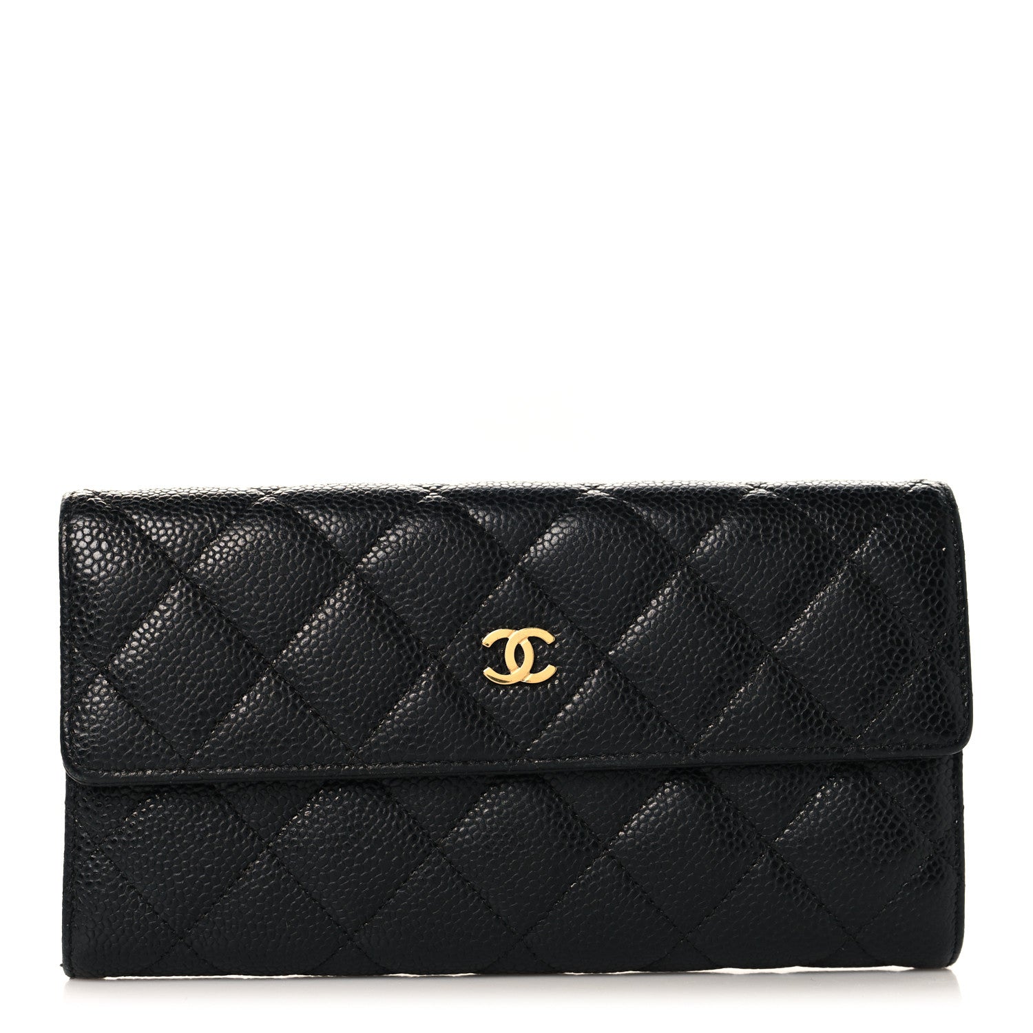 Chanel Caviar Quilted Large Gusset Flap Wallet Black 1 of 9