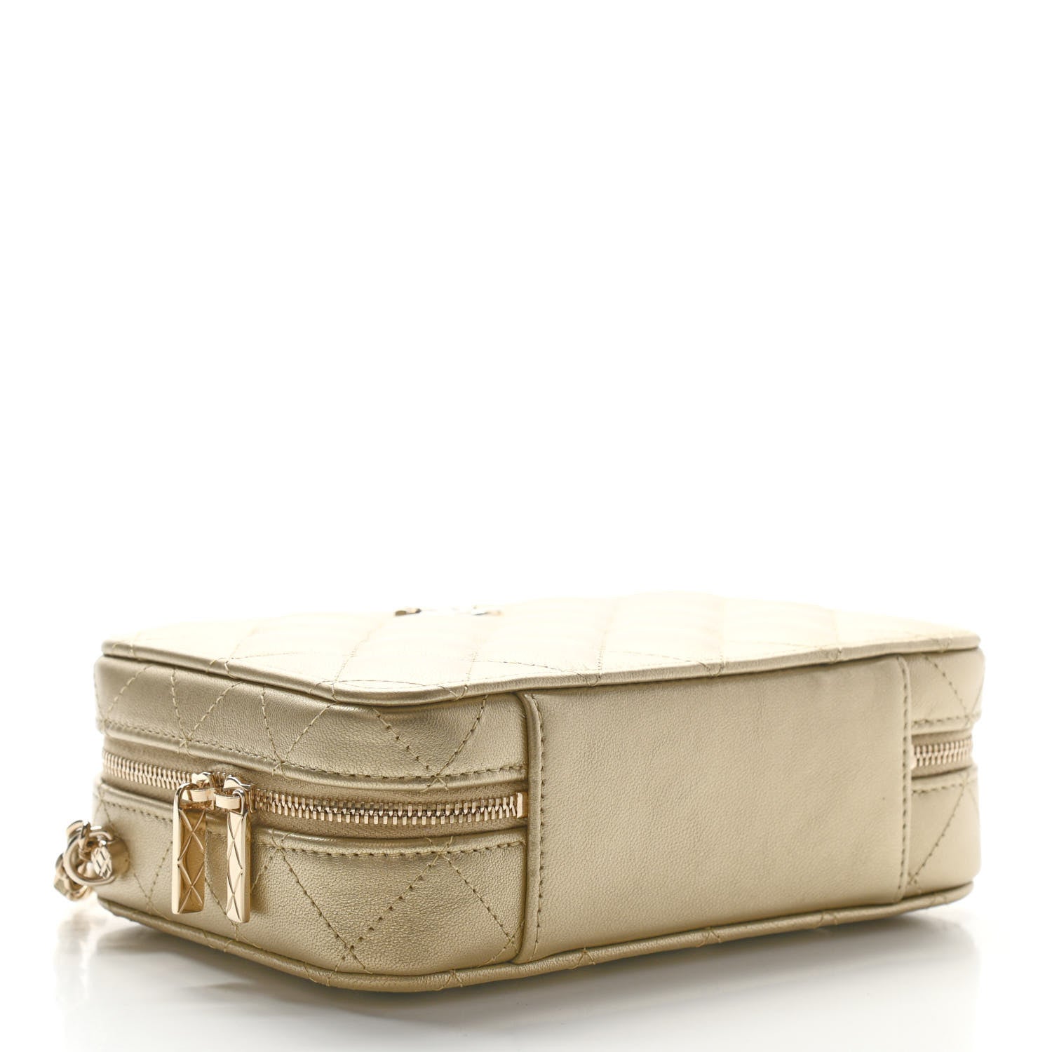 Chanel Metallic Lambskin Quilted Top Handle Vanity Case Gold 3 of 10