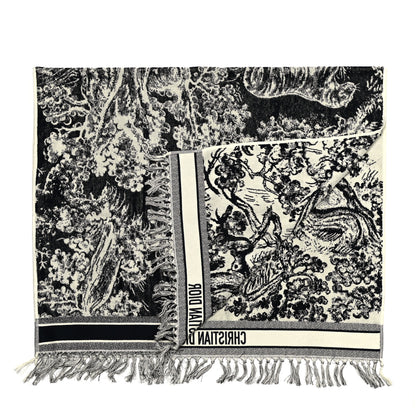 Christian Dior Cotton Toile De Jouy Reverse Towel Black Ivory 2 of 3