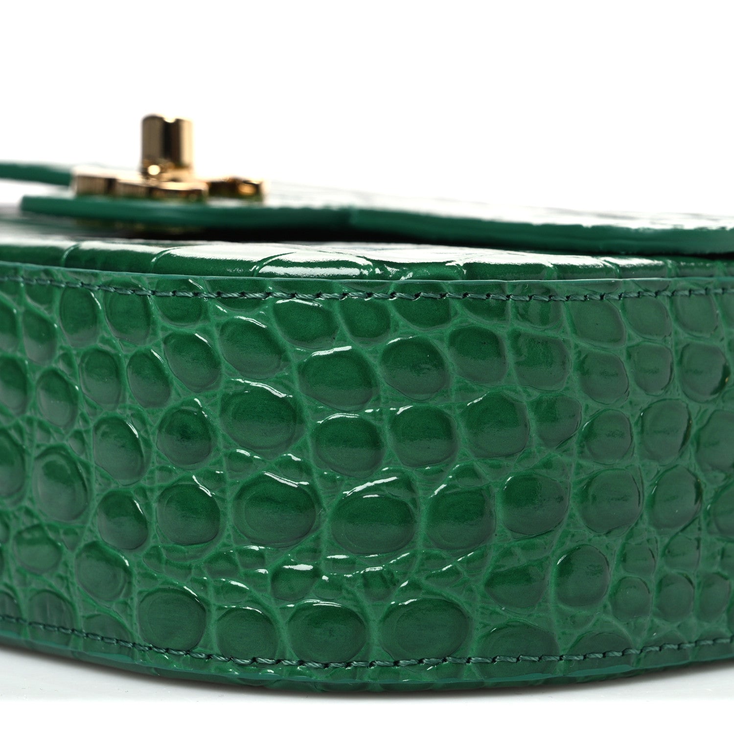 Chanel Calfskin Crocodile Embossed Turn Around Clutch With Chain Green 10 of 11