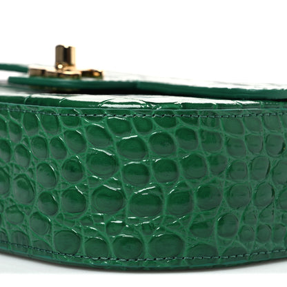 Chanel Calfskin Crocodile Embossed Turn Around Clutch With Chain Green 10 of 11